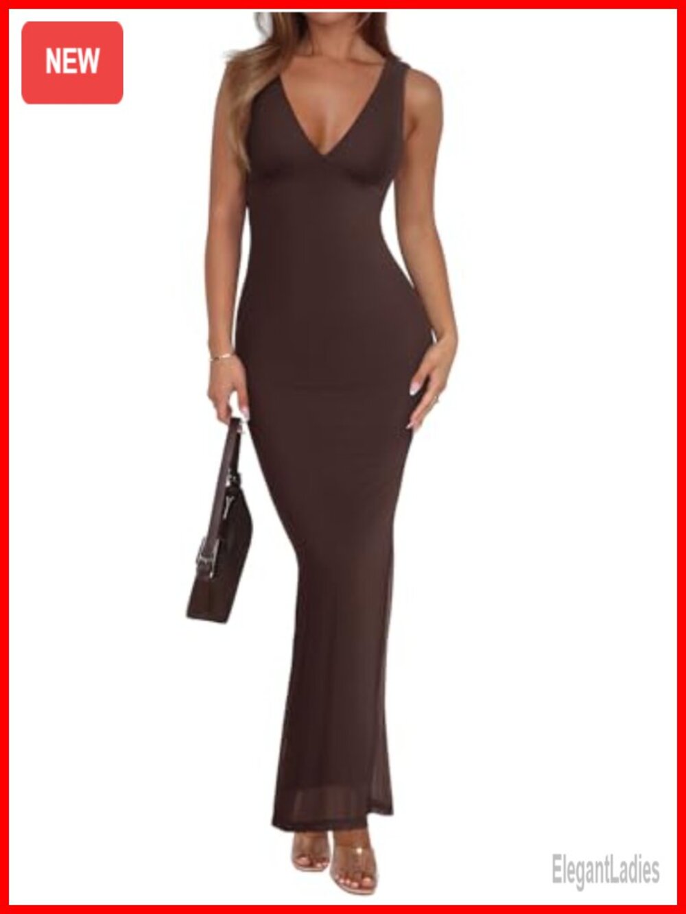 Sleeveless V-Neck Mesh Maxi Dress Bodycon Mermaid Party